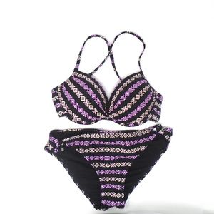TRIMERA BRANDS AZTEC BLACK & PURPLE BIKIN SZ SMALL
